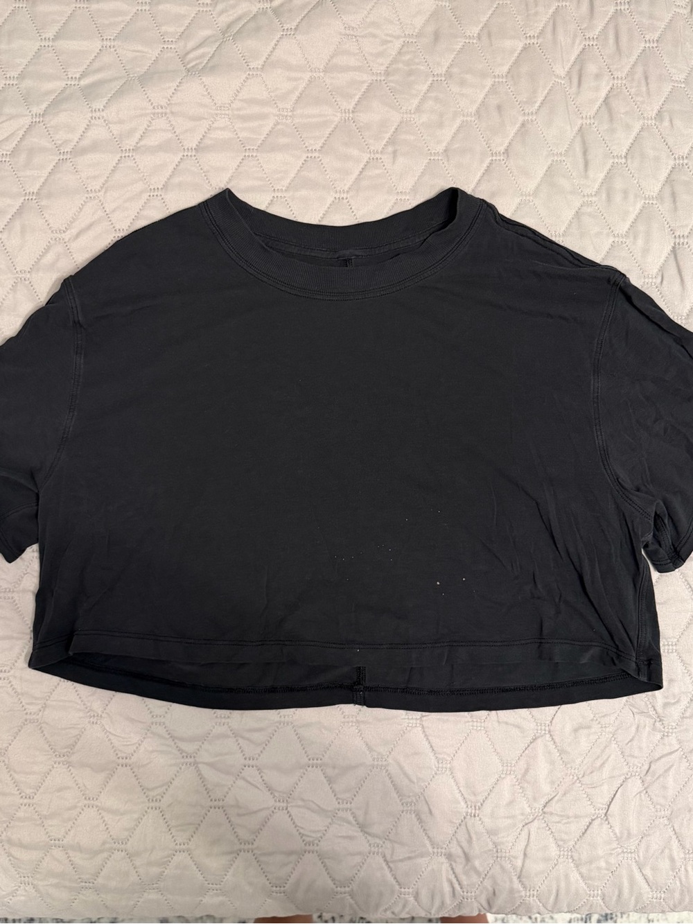Lululemon Black Cropped Crewneck Tee - Size 8